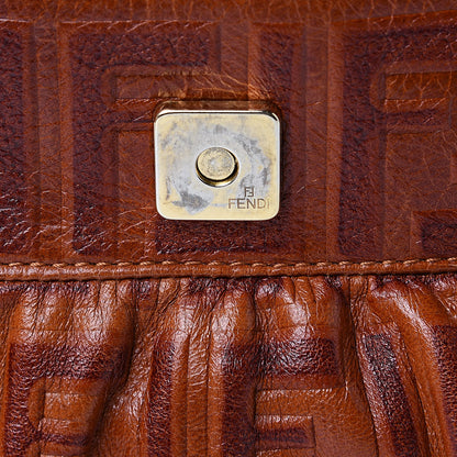 Fendi Vitello Bottalato FF Embossed Small Chef Shoulder Bag Ruggine 14 of 15
