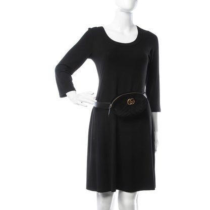 Gucci Velvet Matelasse GG Marmont Belt Bag 85 34 Black 2 of 8