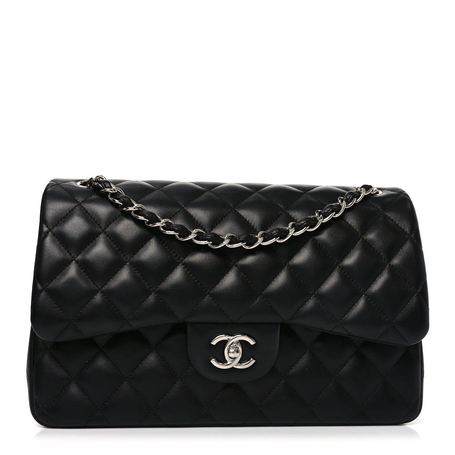 Chanel Lambskin Quilted Jumbo Double Flap Black 1 of 10