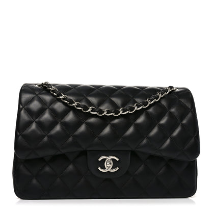 Chanel Lambskin Quilted Jumbo Double Flap Black 1 of 10