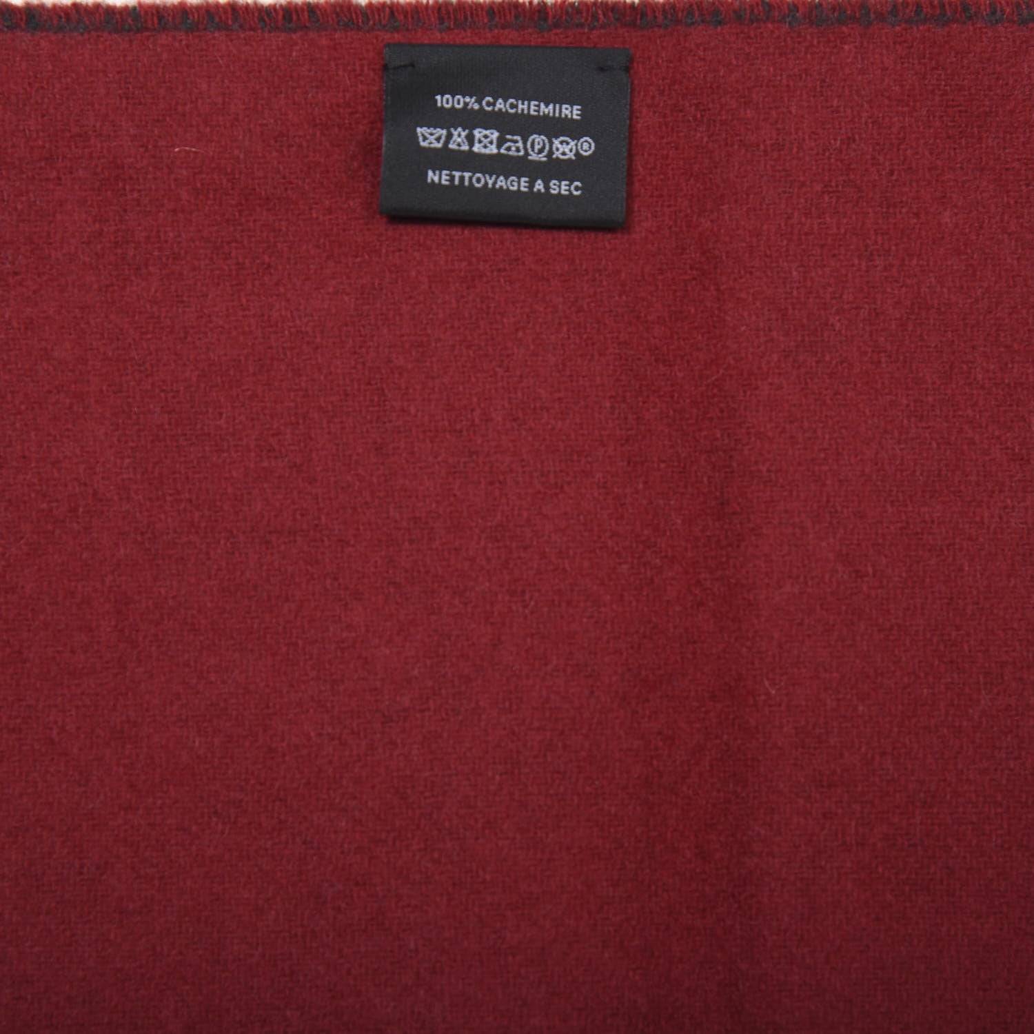 Hermes Cashmere Fringe Scarf Red Grey 4 of 5