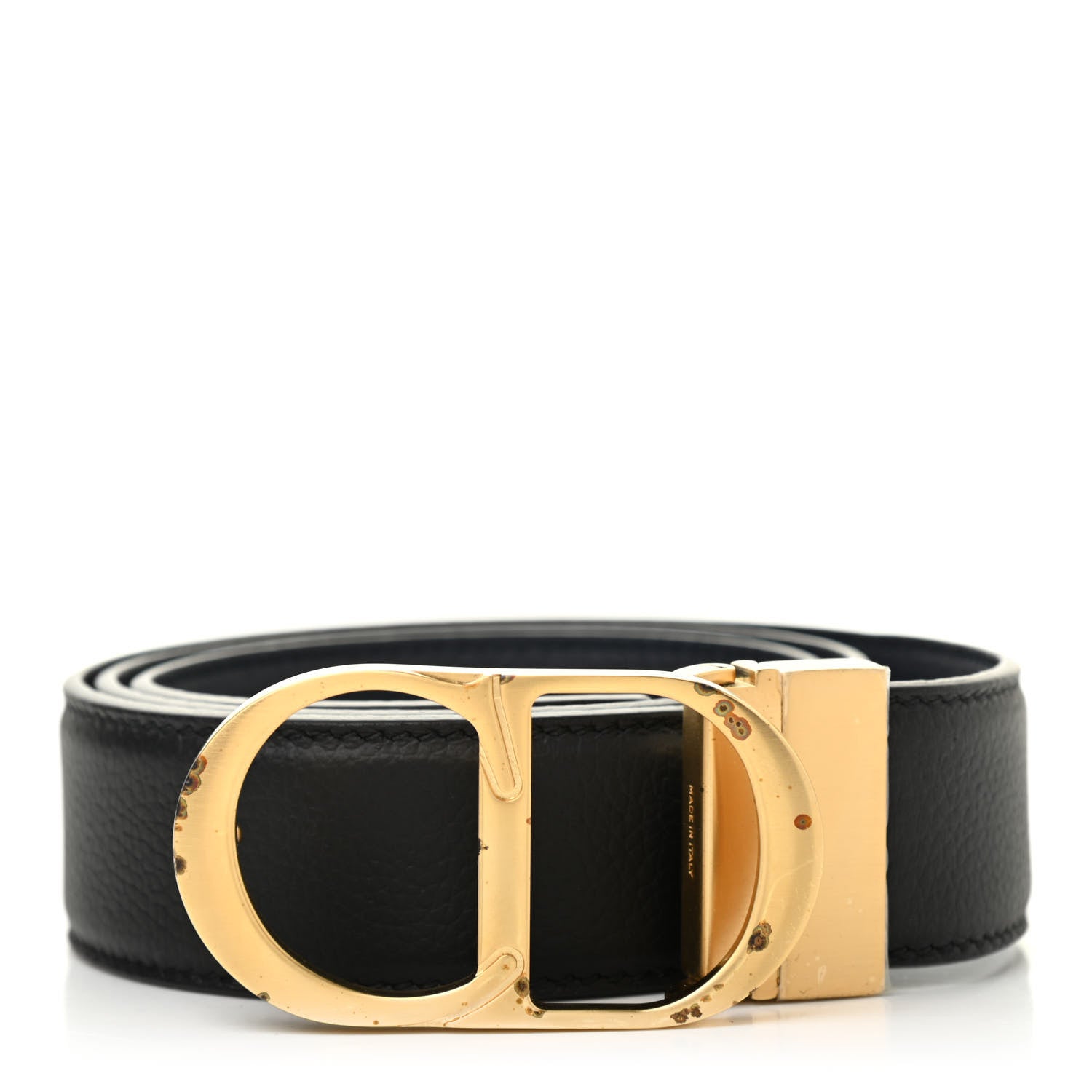 Christian Dior Calfskin 30 Montaigne Reversible Belt 95 Black Navy 1 of 7