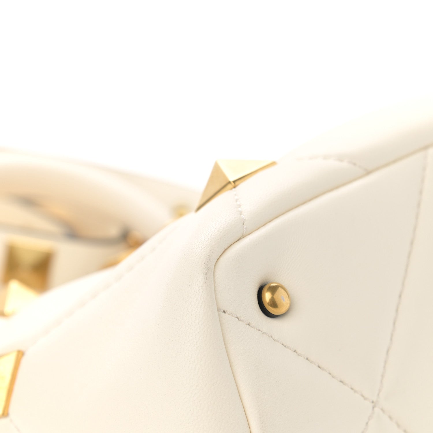 Valentino Garavani Nappa Small Roman Stud The Handle Bag Ivory 9 of 13