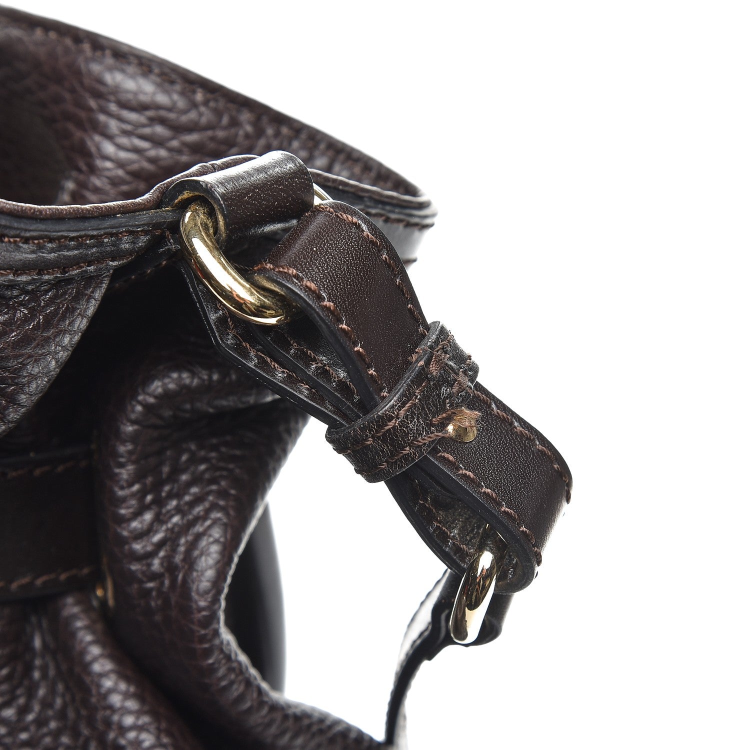 Burberry Grainy Calfskin Cinched Tote Dark Brown 14 of 14