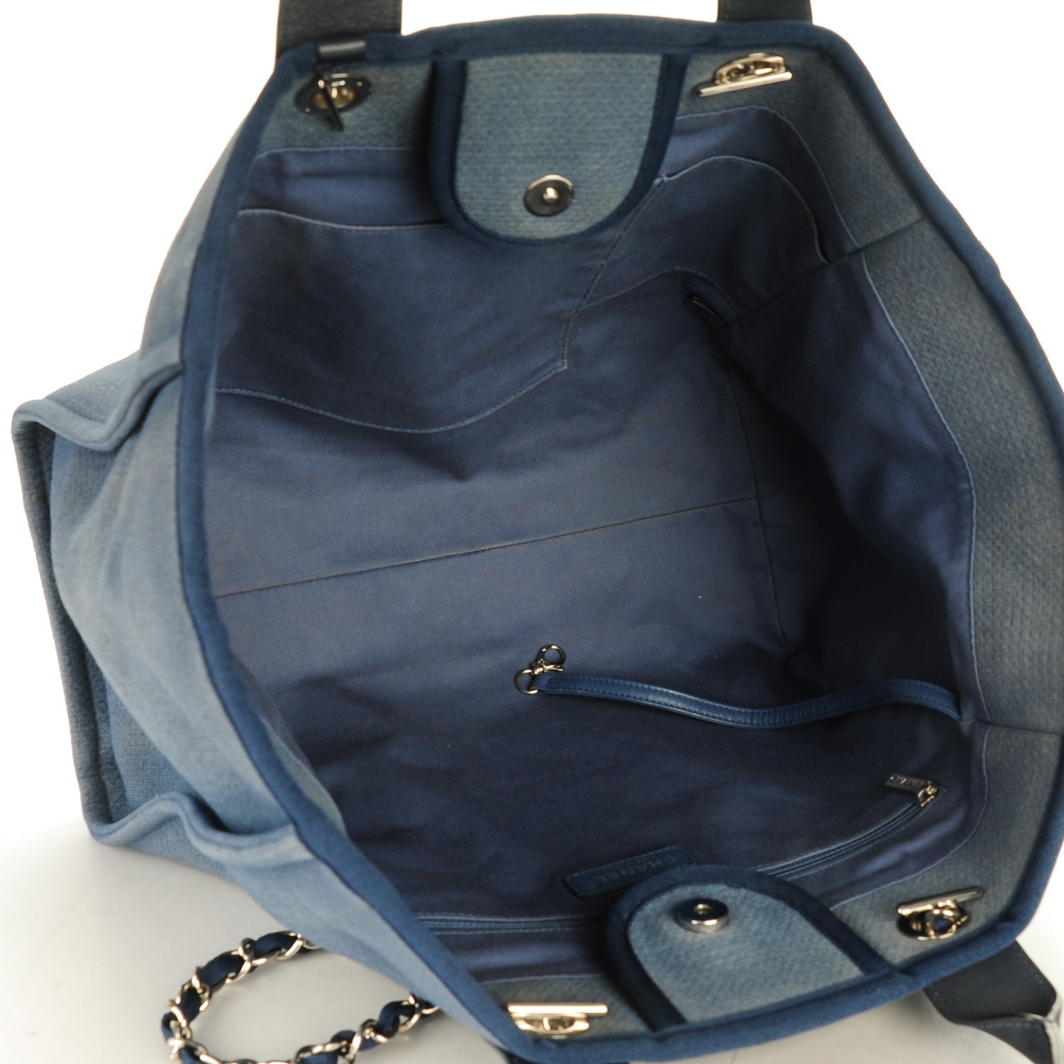 Chanel Canvas Large Deauville Tote Denim Blue 5 of 7