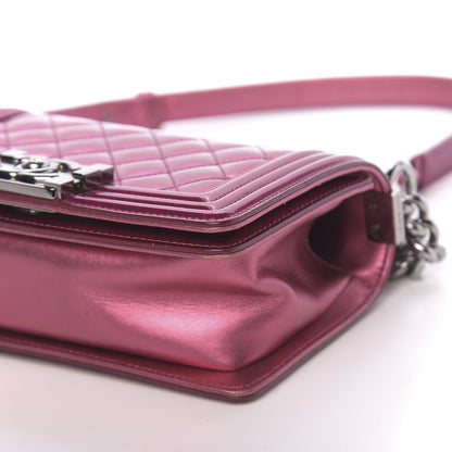 Chanel Metallic Patent Calfskin Quilted Small Boy Flap Pink 11 of 11