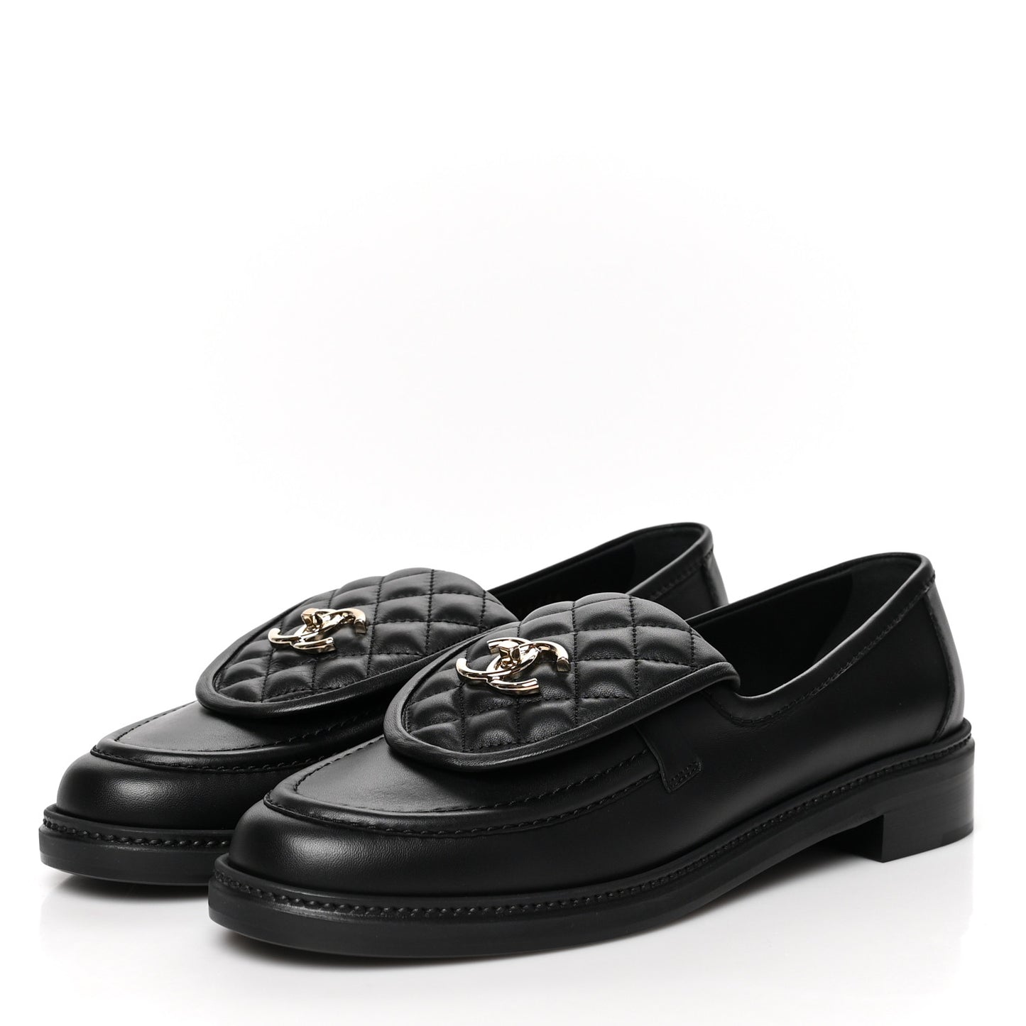 Lambskin Quilted CC Turnlock Loafers 42 Black