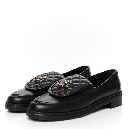 Chanel Lambskin Quilted CC Turnlock Loafers 42 Black 3 of 9