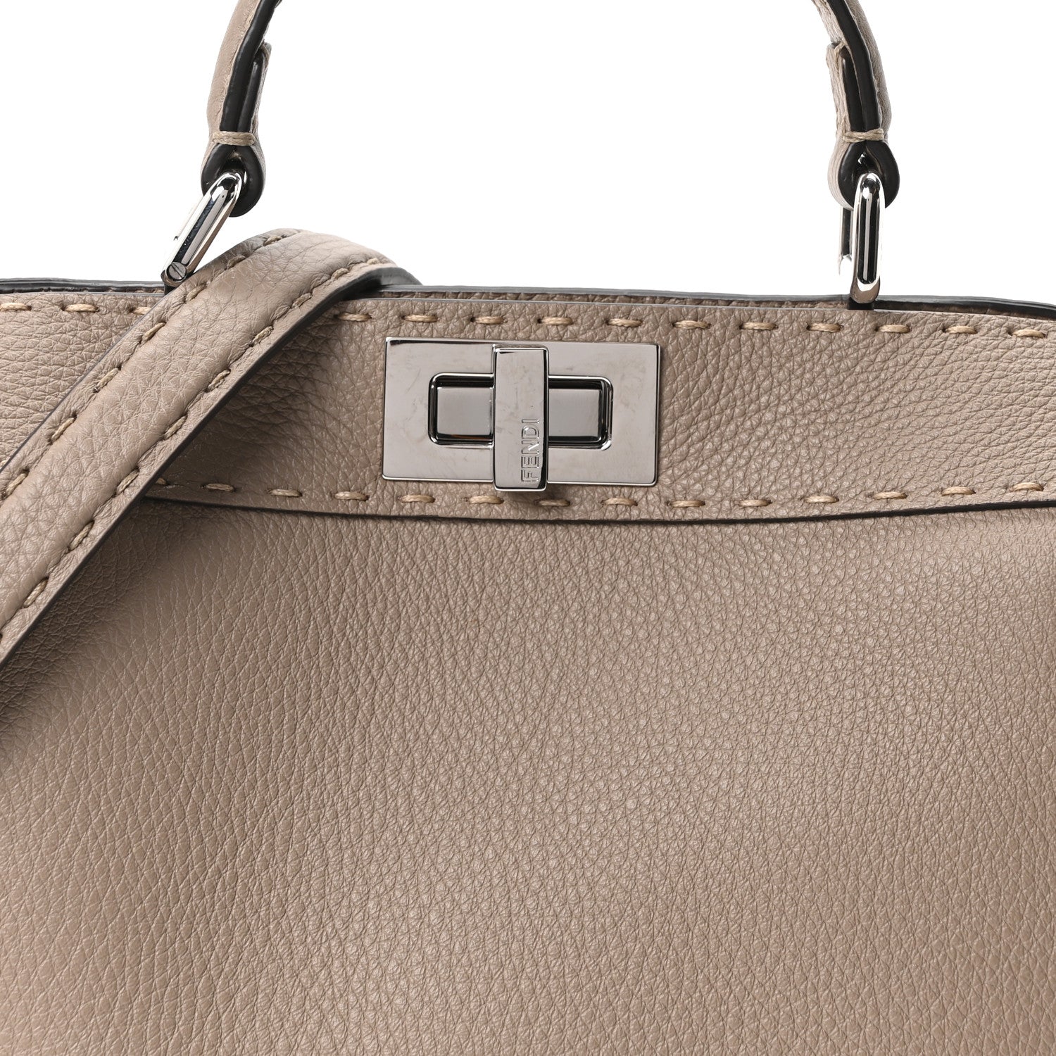 Fendi Cuoio Romano Selleria Chamois Small Peekaboo I SEE U Satchel Corda Camelia Cipria 8 of 10