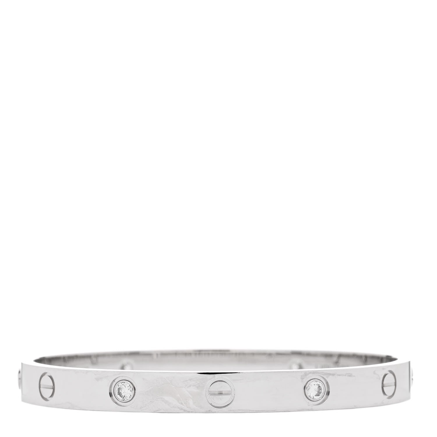 Cartier 18K White Gold 4 Diamond LOVE Bracelet 17 2 of 6