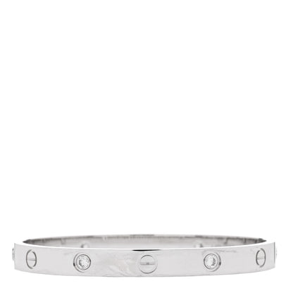 Cartier 18K White Gold 4 Diamond LOVE Bracelet 17 2 of 6