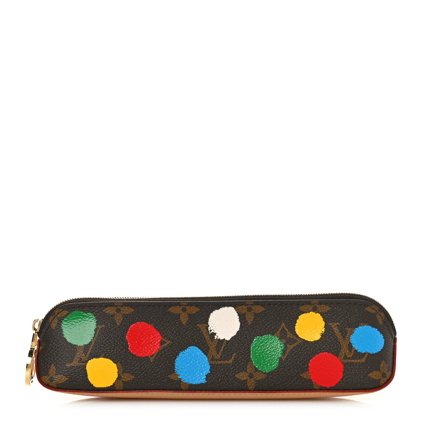 X YK Monogram Dots Elizabeth Pencil Pouch Multicolor