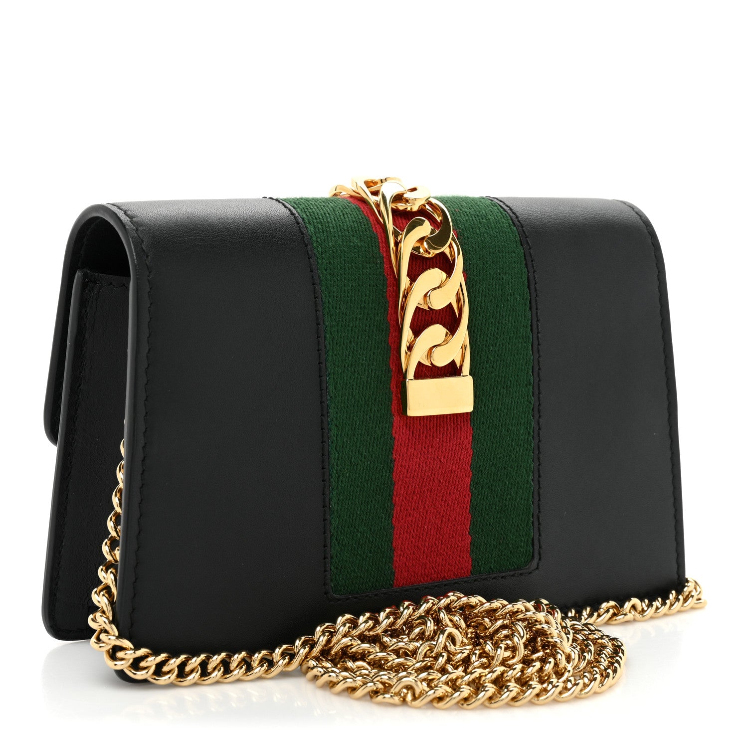 Gucci Calfskin Super Mini Sylvie Chain Shoulder Bag Black 2 of 9