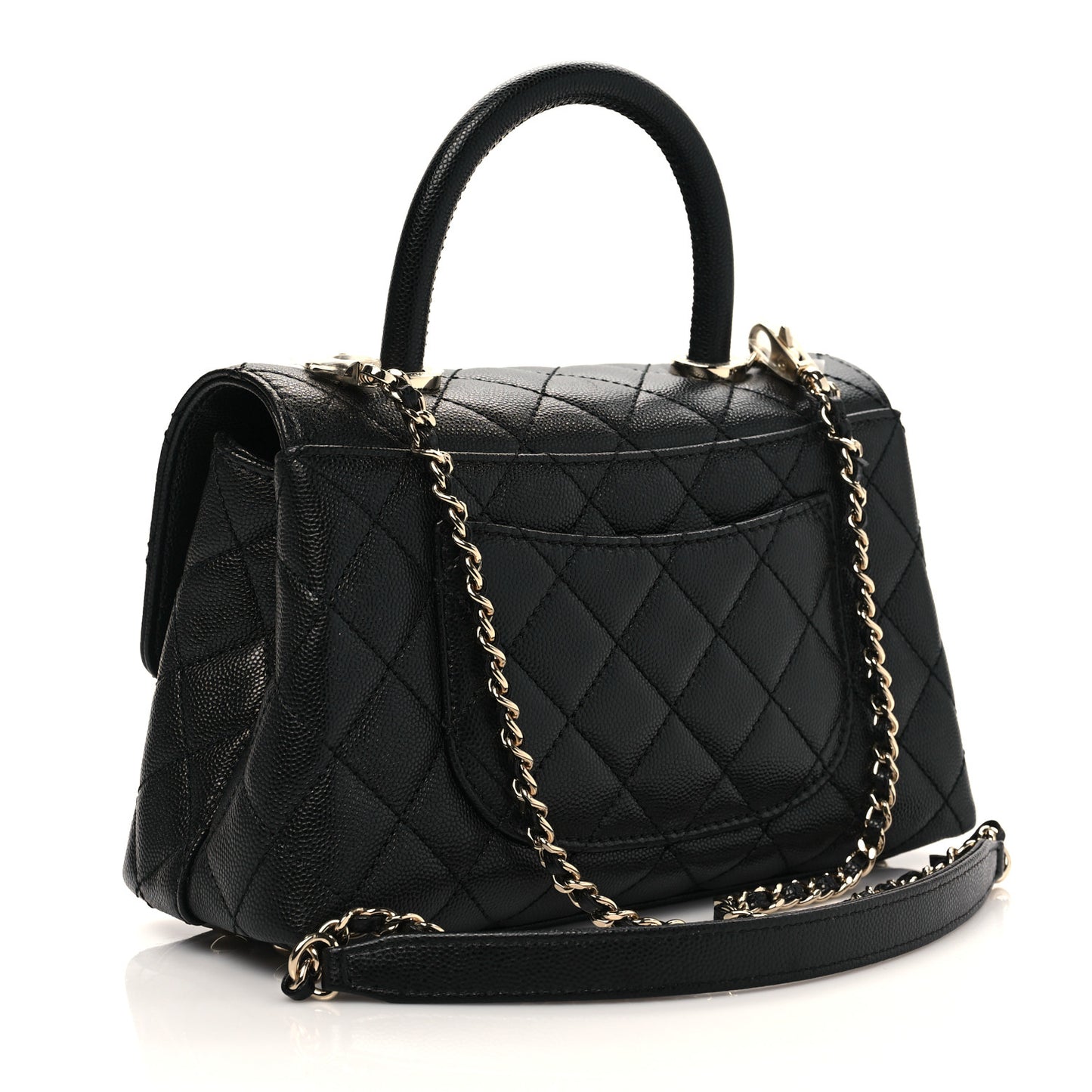Caviar Quilted Mini Coco Handle Flap Black