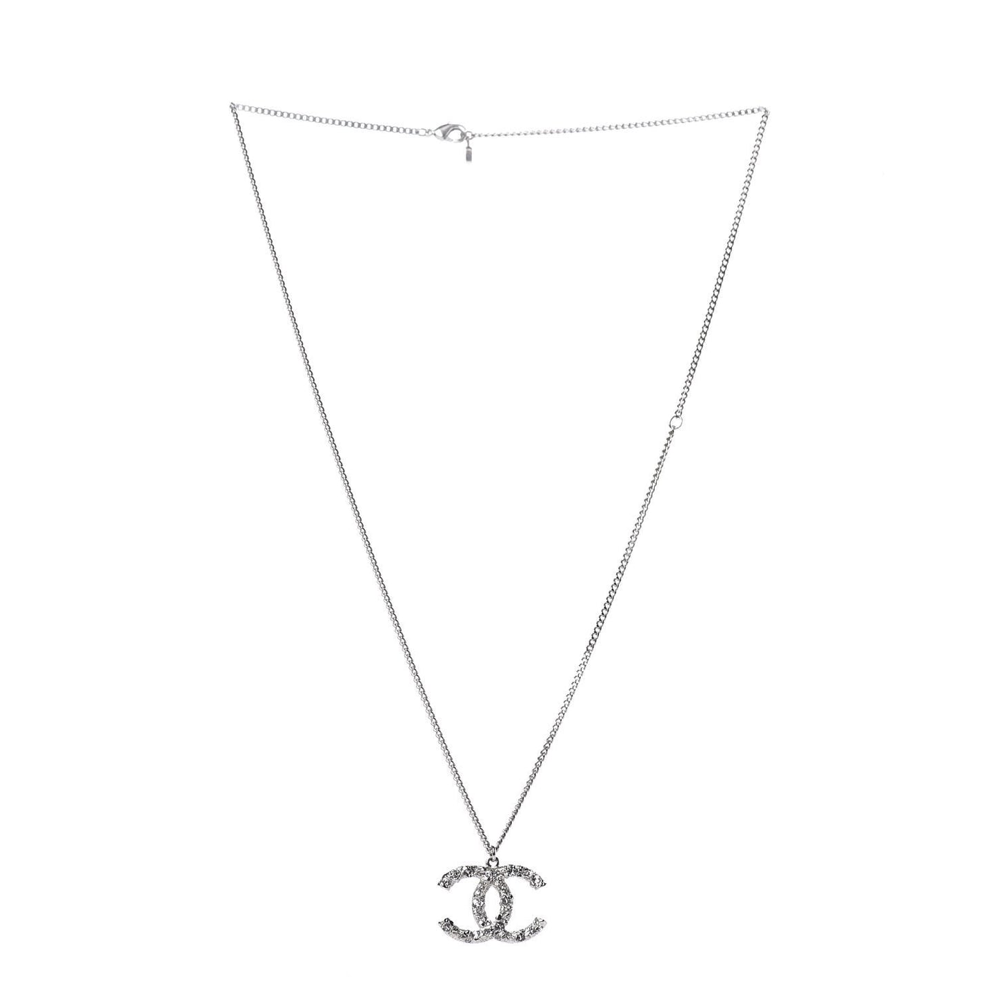 Crystal Large CC Necklace Silver