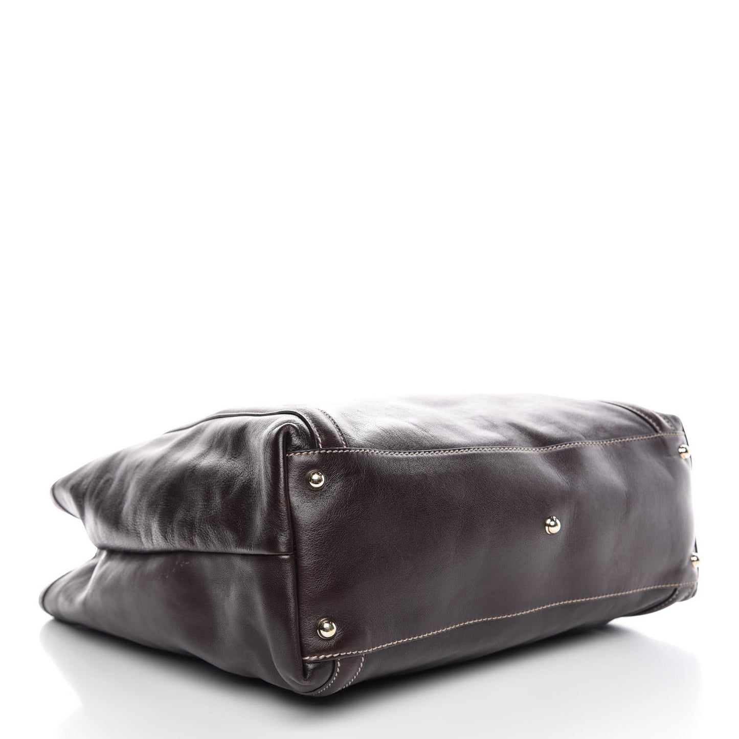 Calfskin Large Britt Shoulder Bag Dark Brown