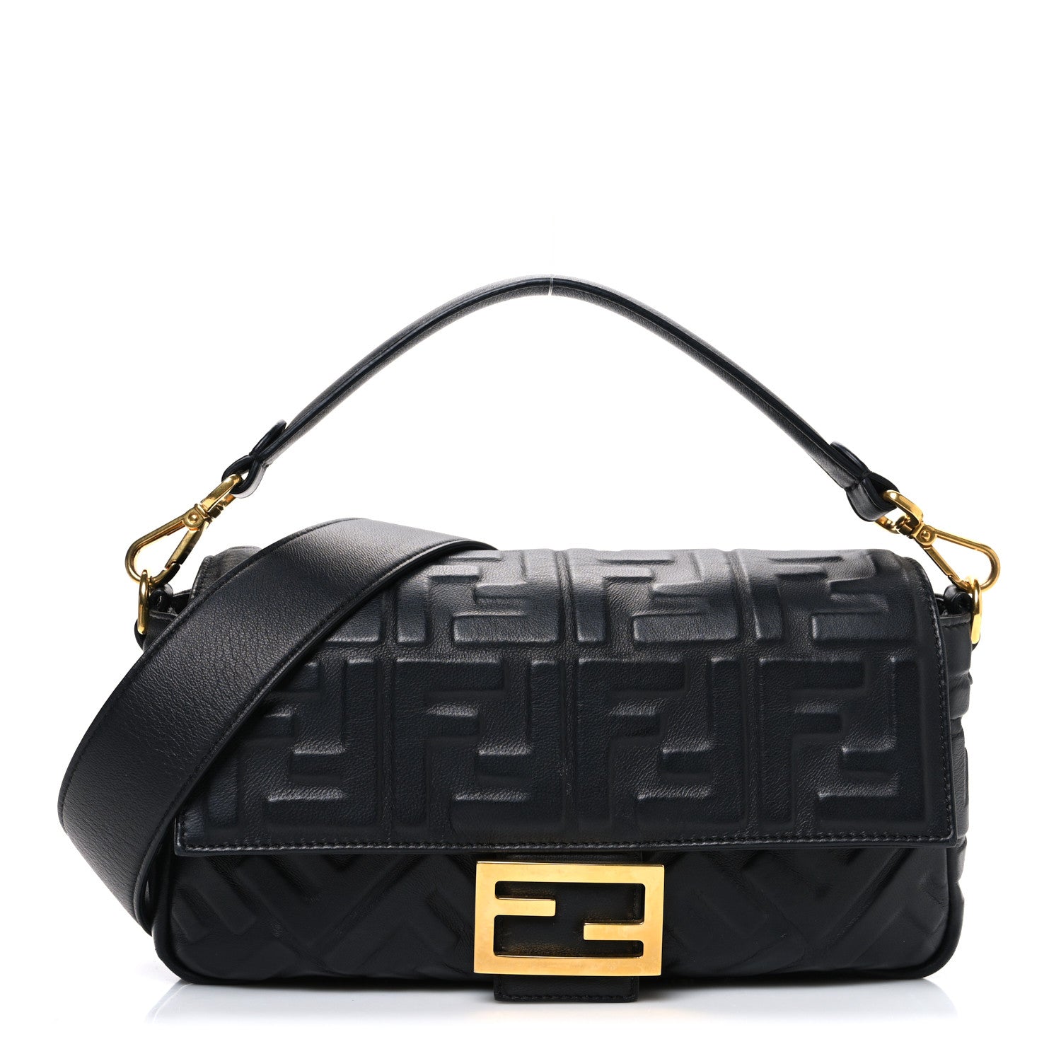 Fendi Nappa FF 1974 Embossed Baguette Black 1 of 11
