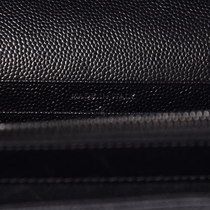 Saint Laurent Grain De Poudre Matelasse Chevron Monogram Chain Wallet Black 7 of 13