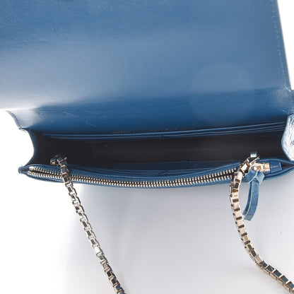Balenciaga Calfskin Crocodile Embossed Classic Gold Hardware Wallet on Chain Bleu Marine 5 of 8
