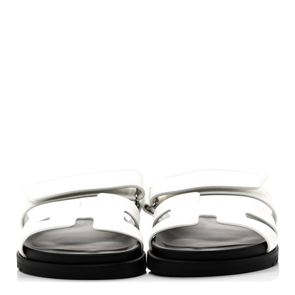 Hermes Calfskin Womens Chypre Sandals 37 White 3 of 9