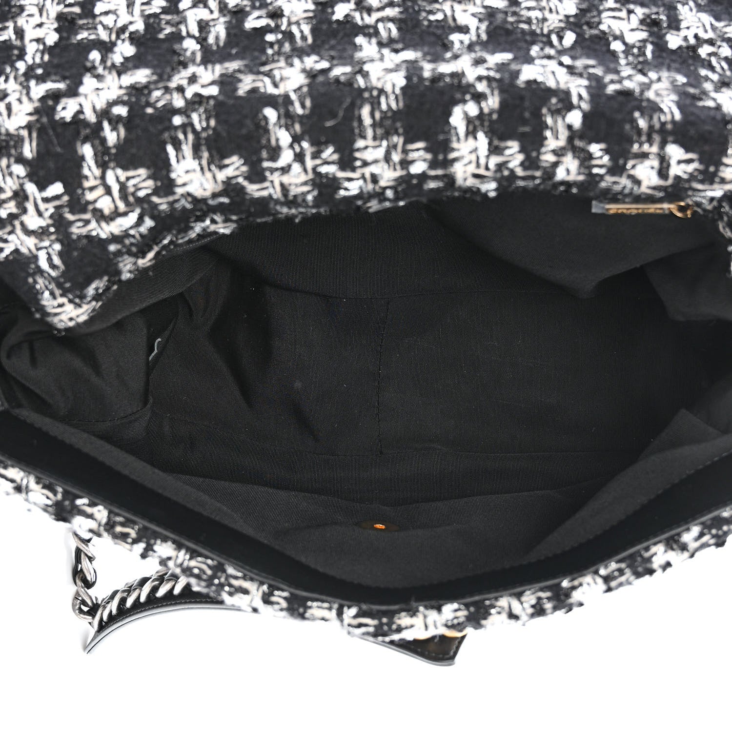 Chanel Tweed Quilted Maxi Chanel 19 Flap Black Silver Ecru 5 of 10