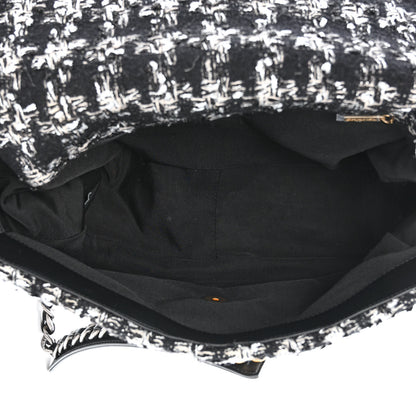 Chanel Tweed Quilted Maxi Chanel 19 Flap Black Silver Ecru 5 of 10