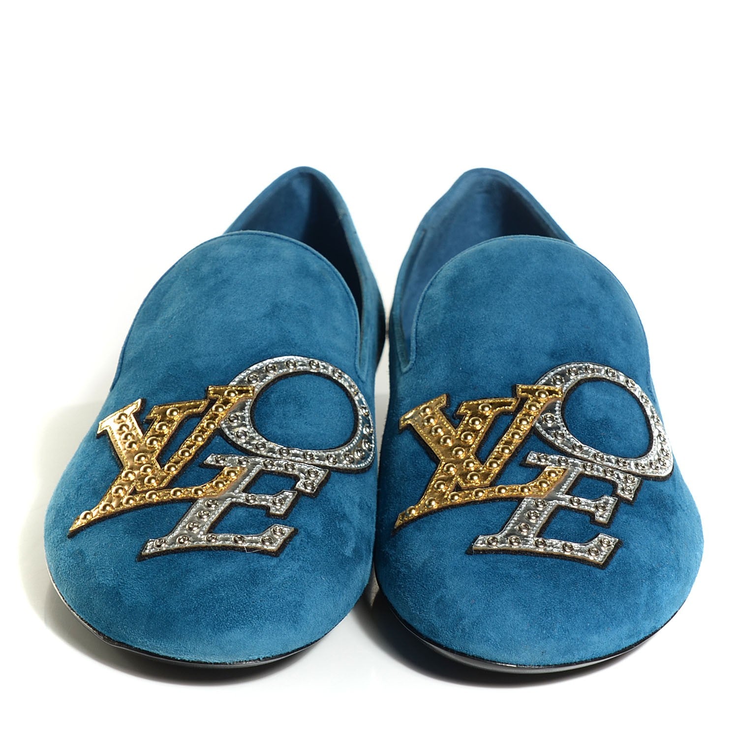 Louis Vuitton Suede Goatskin Crystal Addict Slipper 37.5 Blue 2 of 8