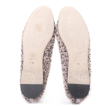 Chanel Tweed Patent Calfskin Cap Toe Ballerina Flats 41 Pink Black 5 of 9