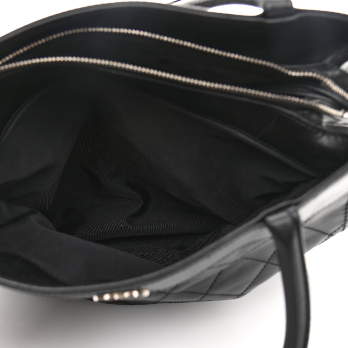 Lambskin Quilted Shopping Tote Black