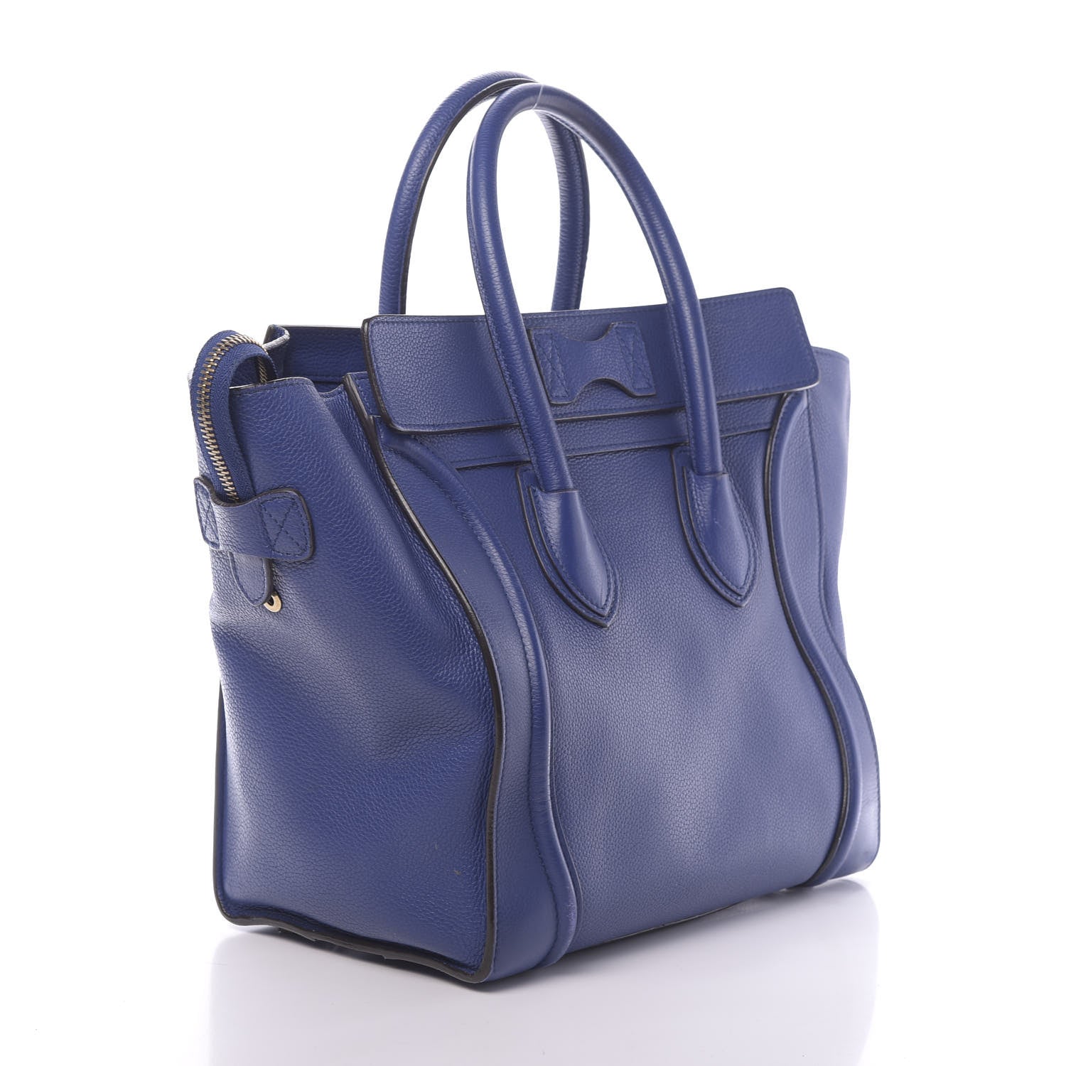 Celine Drummed Calfskin Mini Luggage Indigo 3 of 9