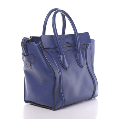 Celine Drummed Calfskin Mini Luggage Indigo 3 of 9