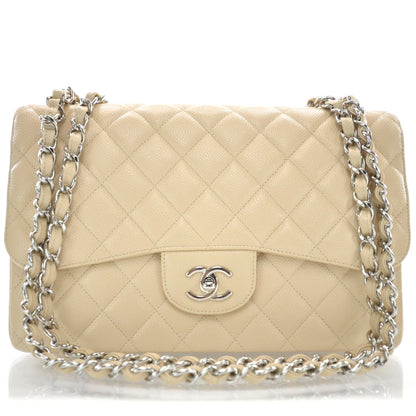 Chanel Caviar Jumbo Single Flap Beige Clair 1 of 12
