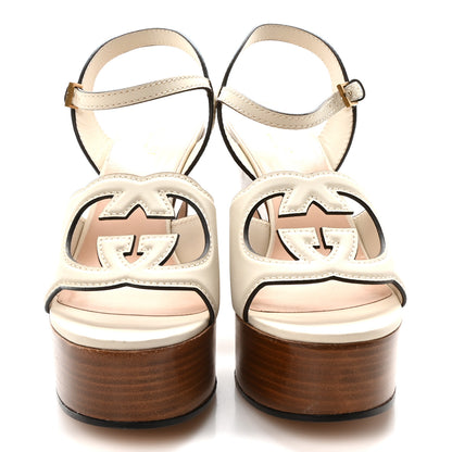 Gucci Cosmos Softy Calfskin Wooden Interlocking G Cut-Out 30/120mm Platform Sandals 39 Mystic White 3 of 9