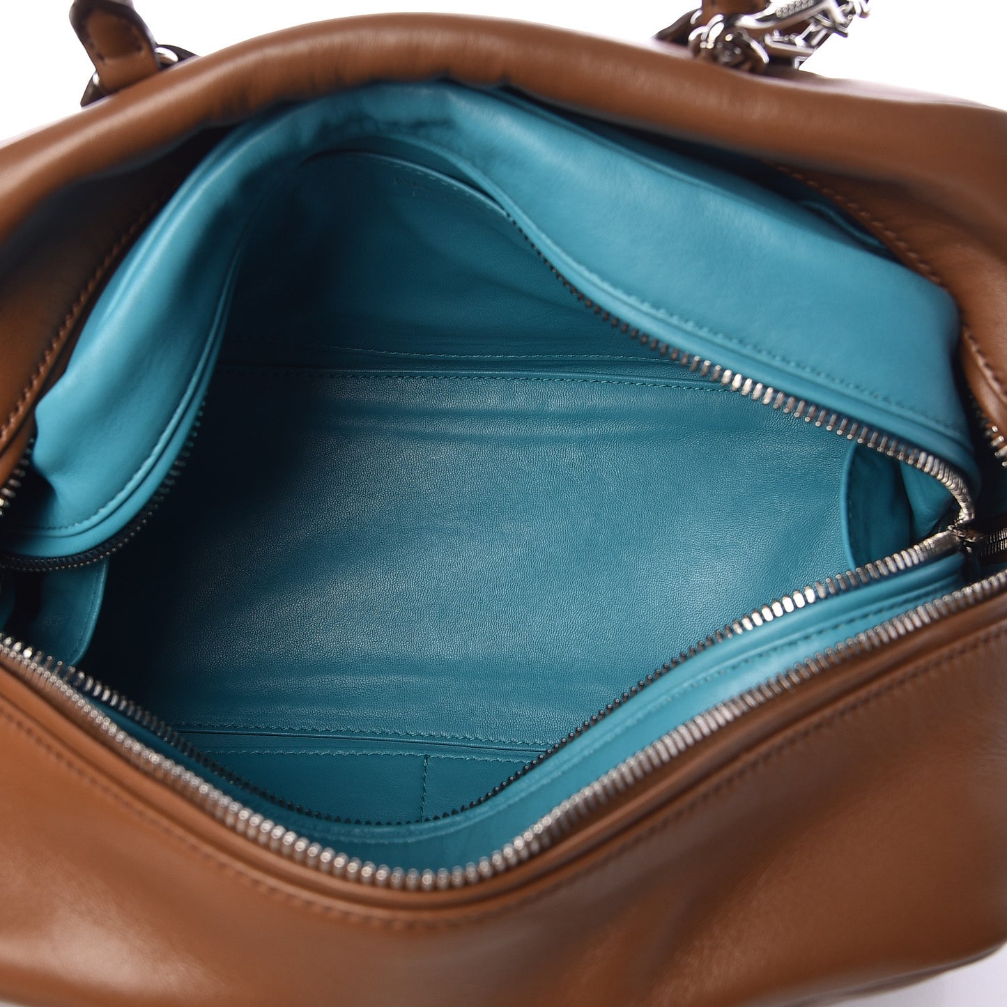 Soft Calf Medium Inside Tote Cannella Turchese