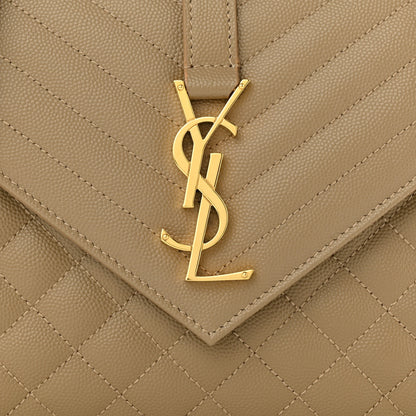 Saint Laurent Grain De Poudre Textured Mixed Matelasse Medium Triquilt Monogram Satchel Cork 8 of 10