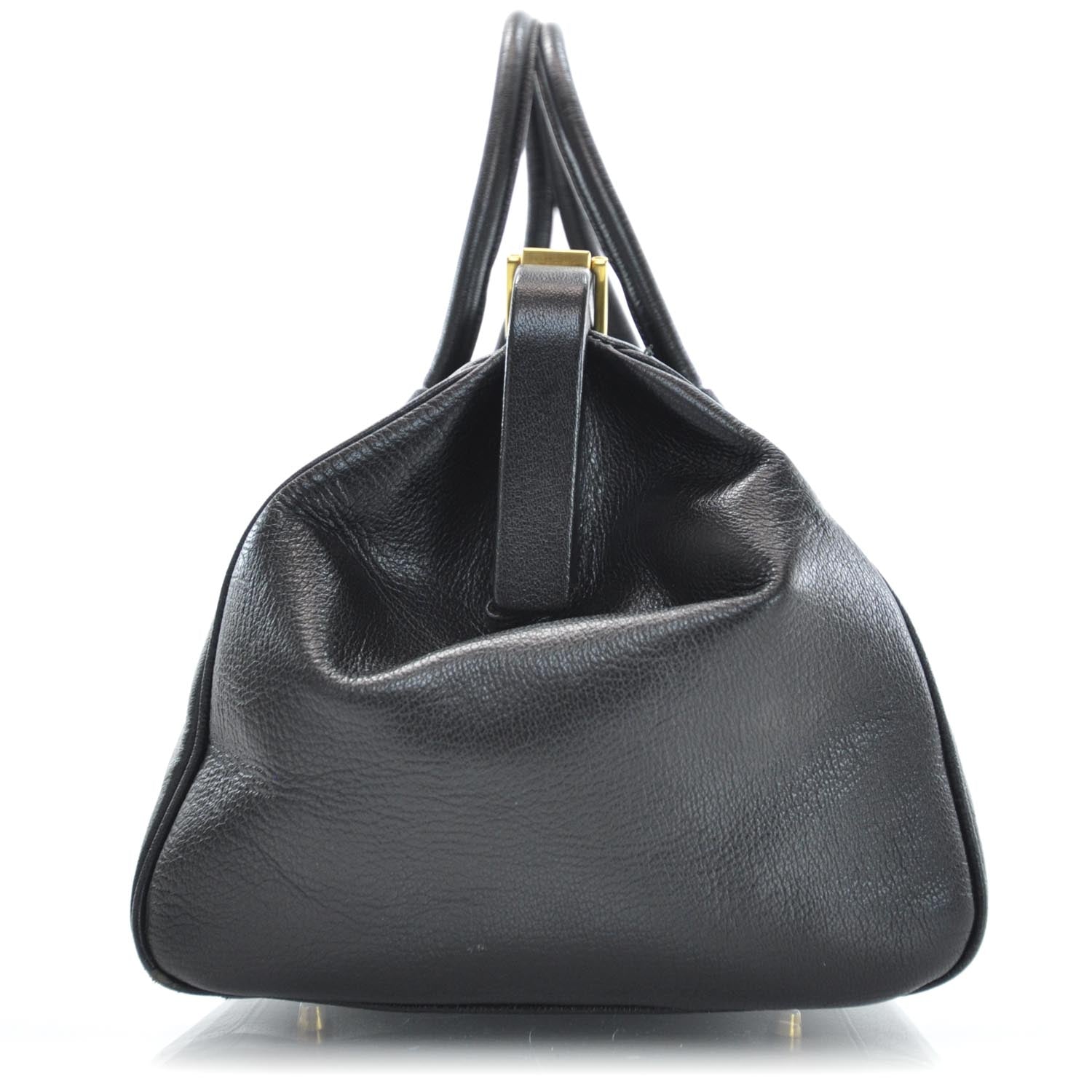 Prada Goatskin Cerniera Doctor Bag Black 4 of 9