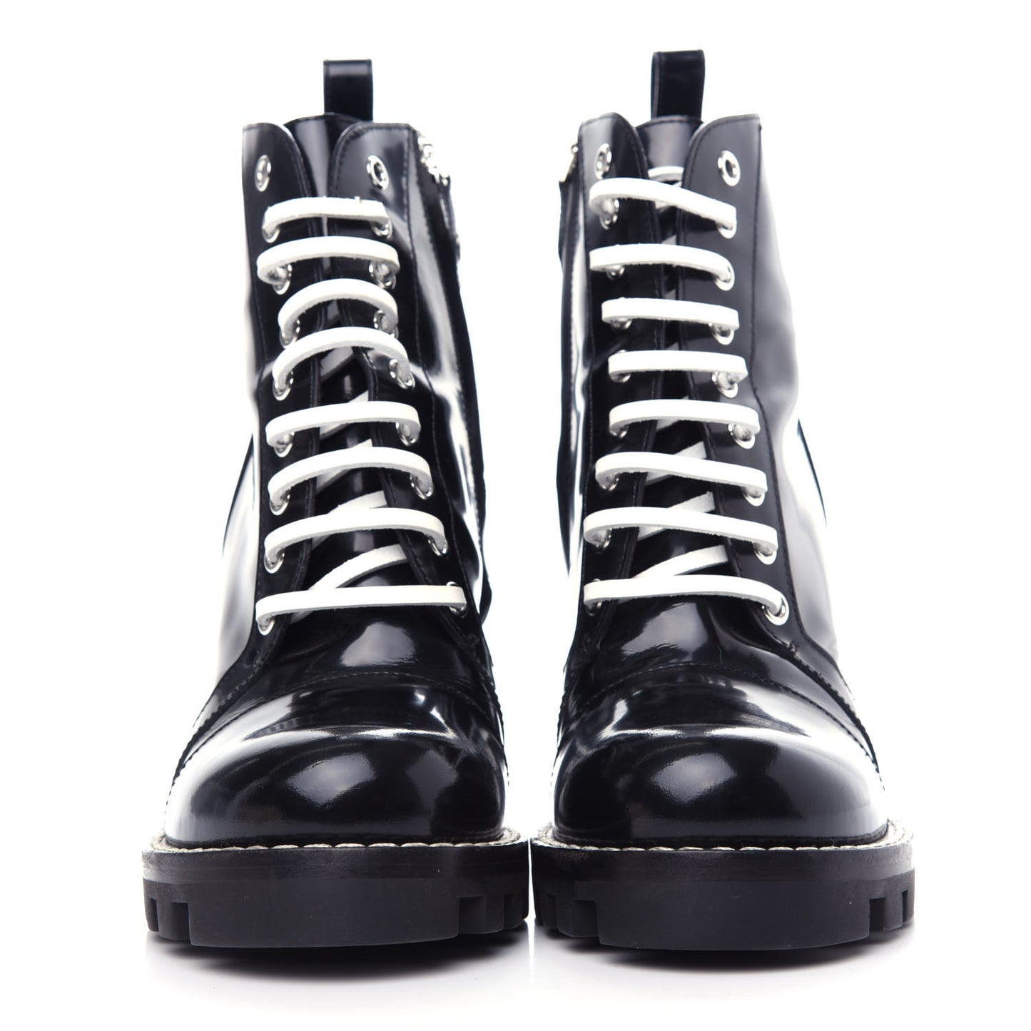 Glazed Calfskin Star Trail Ankle Boots 37 Black