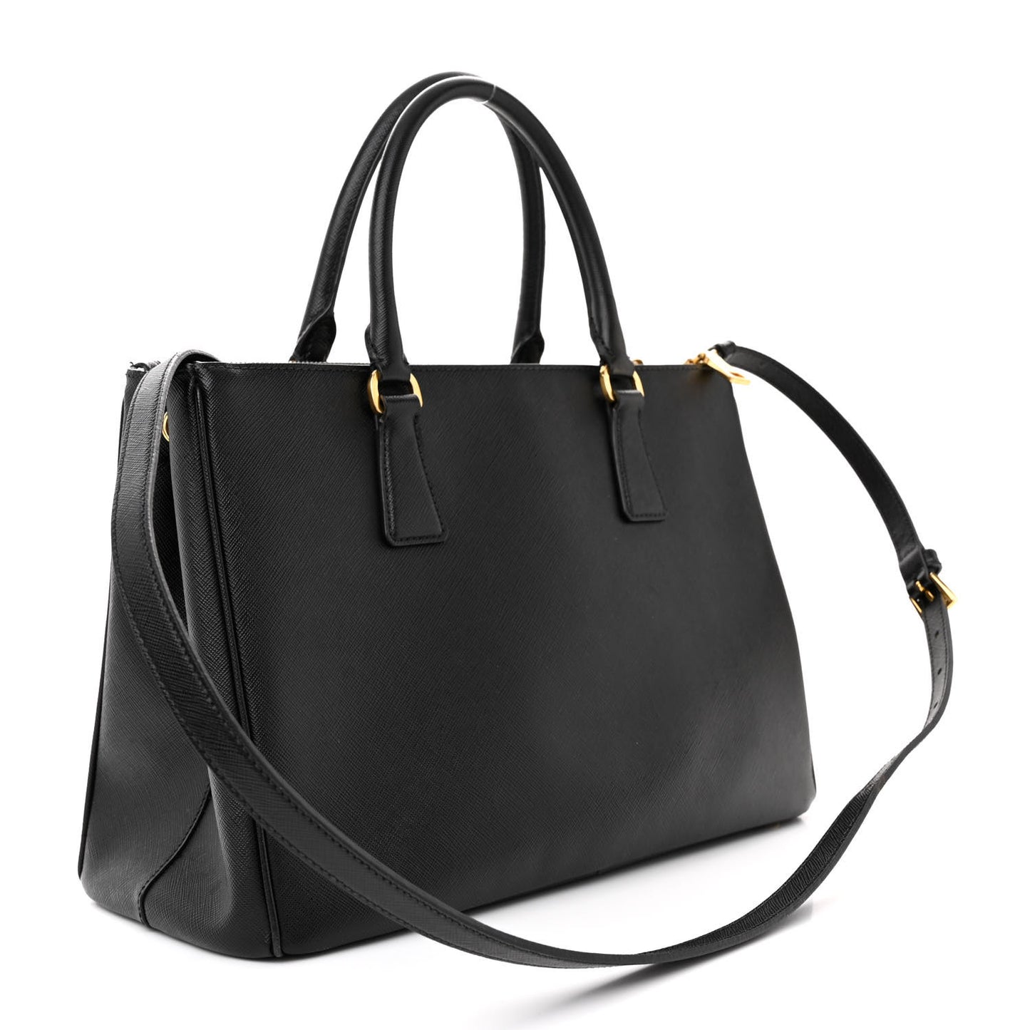 Saffiano Medium Galleria Double Zip Tote Black