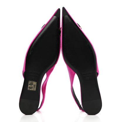 Balenciaga Velvet BB Knife Pointy Toe Slingback Flats 35 Pink 5 of 9