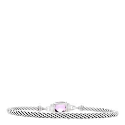 David Yurman Sterling Silver Diamond Amethyst 3mm Petite Wheaton Bracelet 2 of 4