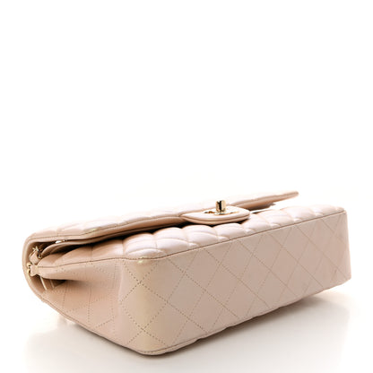 Chanel Iridescent Lambskin Quilted Medium Double Flap Beige 4 of 10