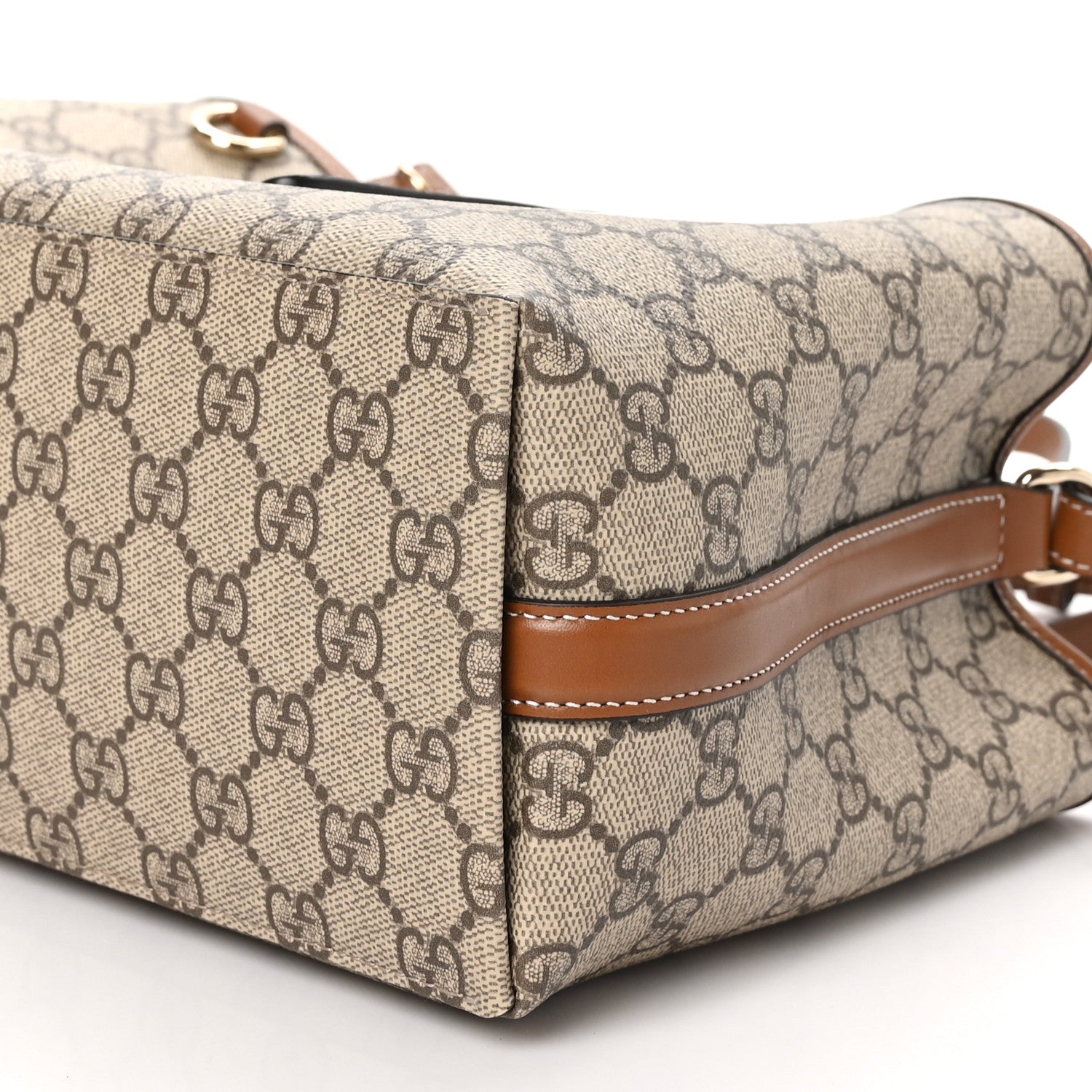 Gucci GG Supreme Monogram Emblem Medium Tote Bag Beige Dark Brown 9 of 9