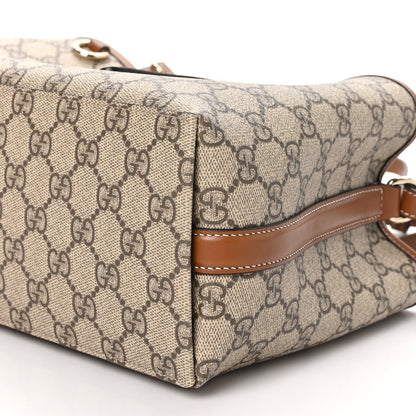 Gucci GG Supreme Monogram Emblem Medium Tote Bag Beige Dark Brown 9 of 9