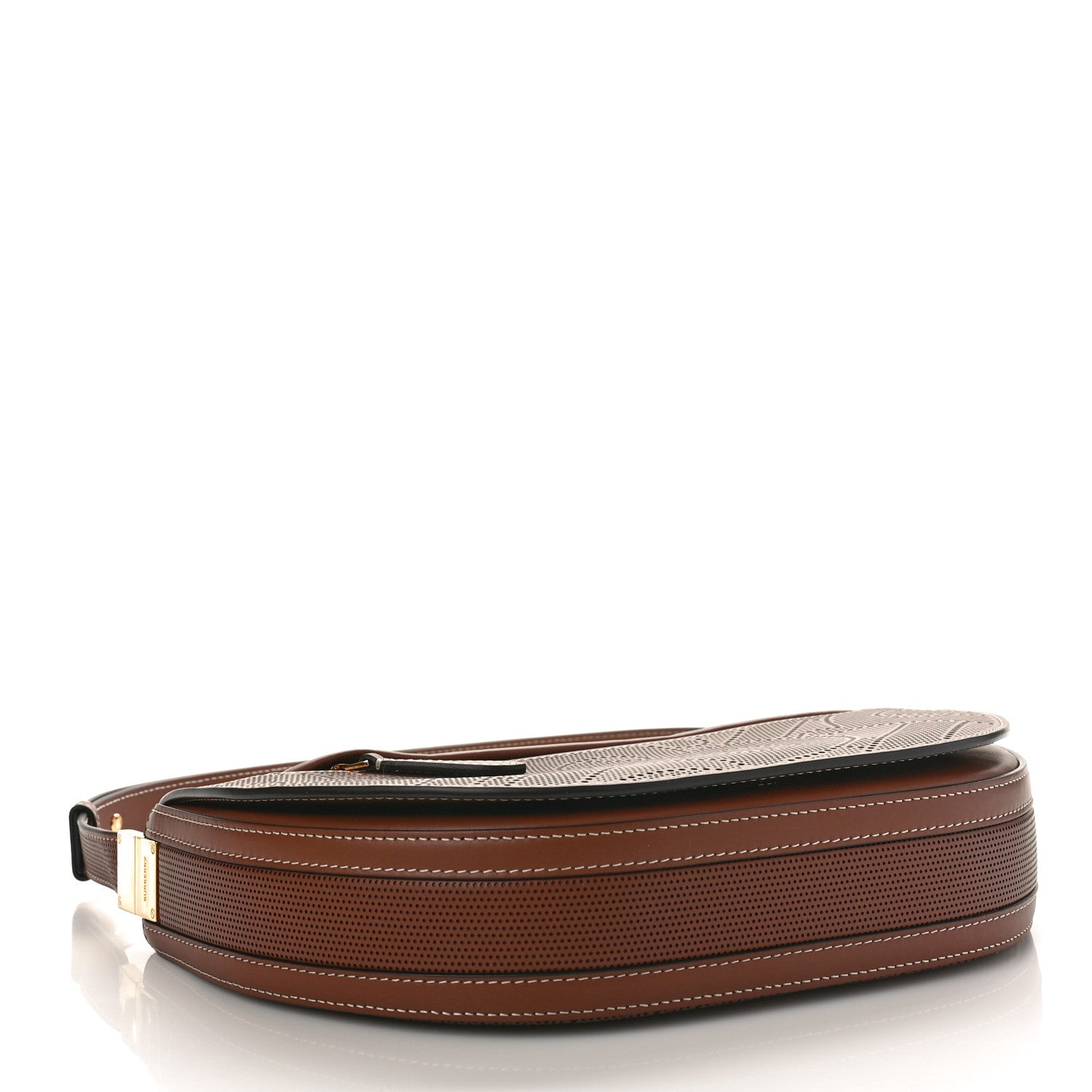 Burberry Calfskin Perforated Medium TB Olympia Shoulder Bag Tan 4 of 8