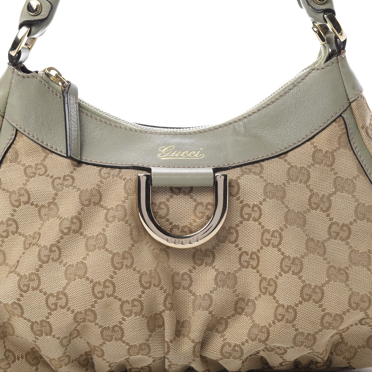 Gucci Monogram Medium D Gold Ring Hobo Mint Green 8 of 15