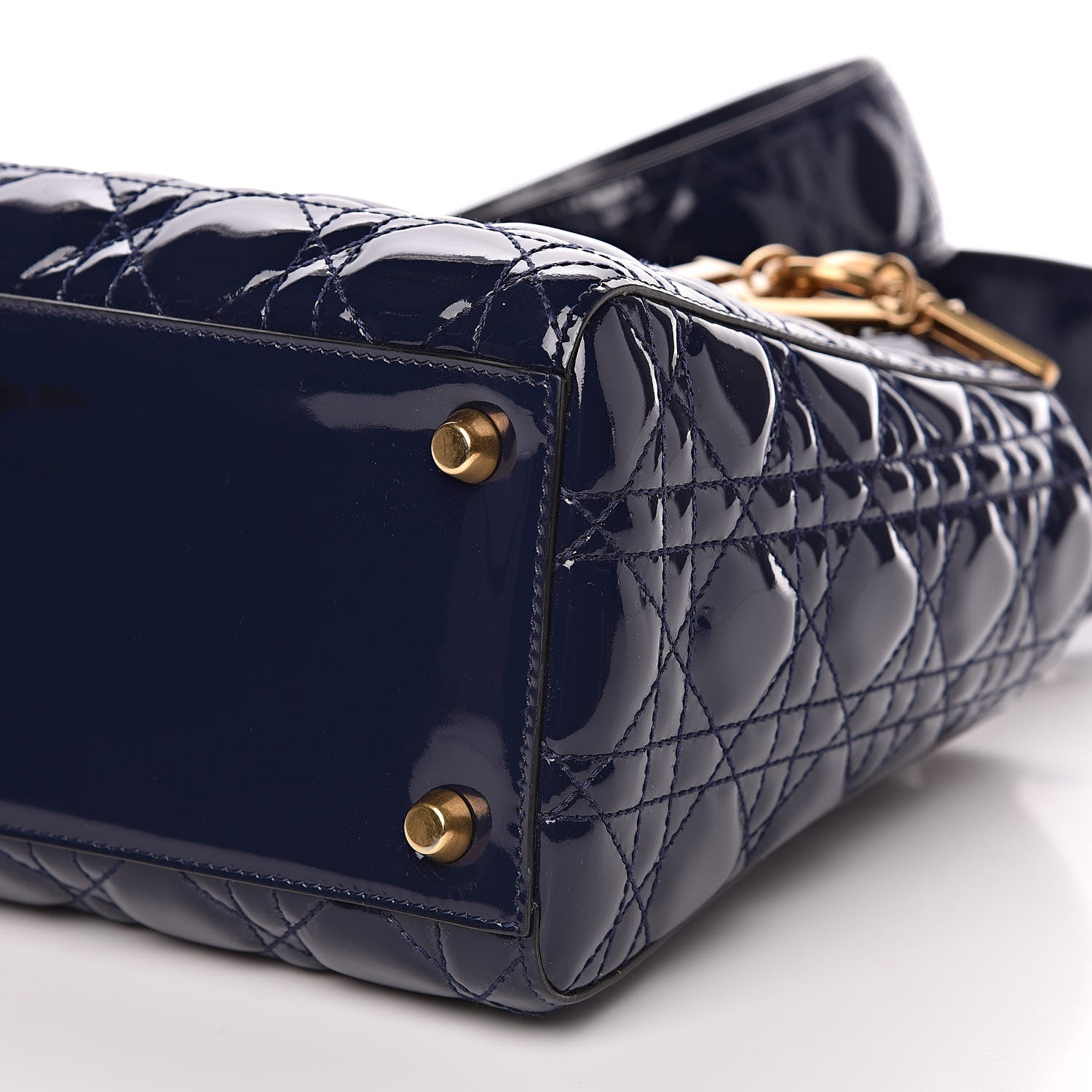 Christian Dior Patent Cannage Medium Lady Dior Navy Blue 9 of 10