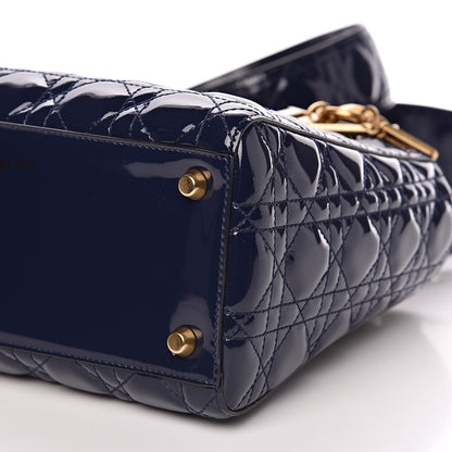Christian Dior Patent Cannage Medium Lady Dior Navy Blue 9 of 10