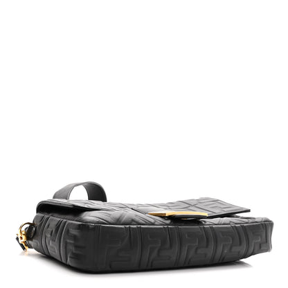 Fendi Nappa FF 1974 Embossed Large Baguette Black 4 of 10