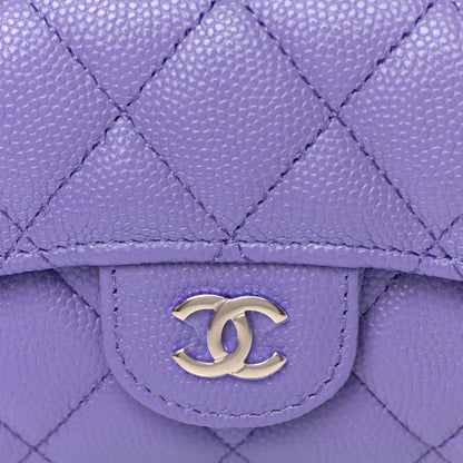Chanel Caviar Quilted Flap Card Holder Wallet Purple 11 of 12