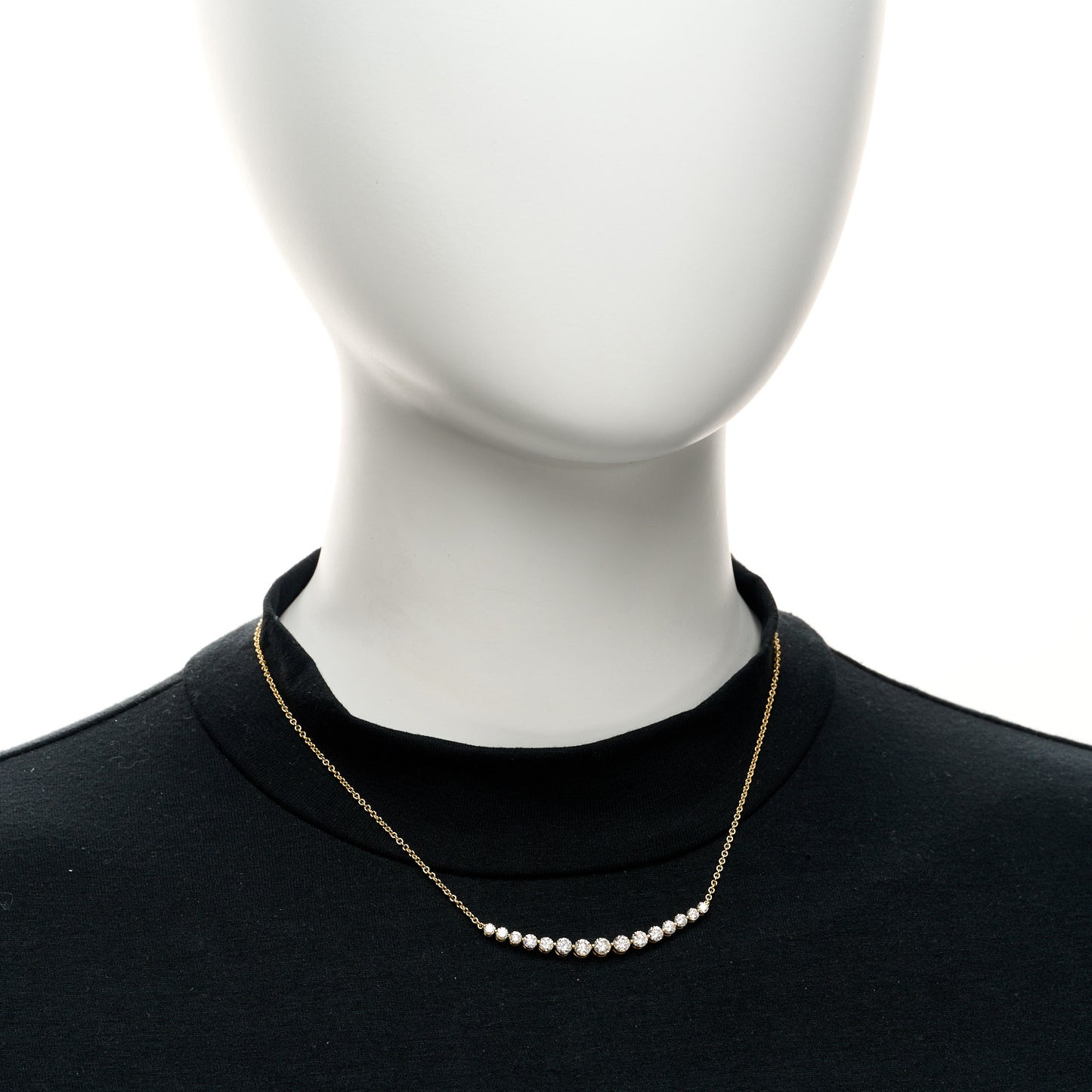 18K Yellow Gold Diamond Large Crescent Necklace